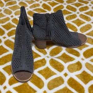 TOMS Perforated Peep-toe Suede Booties